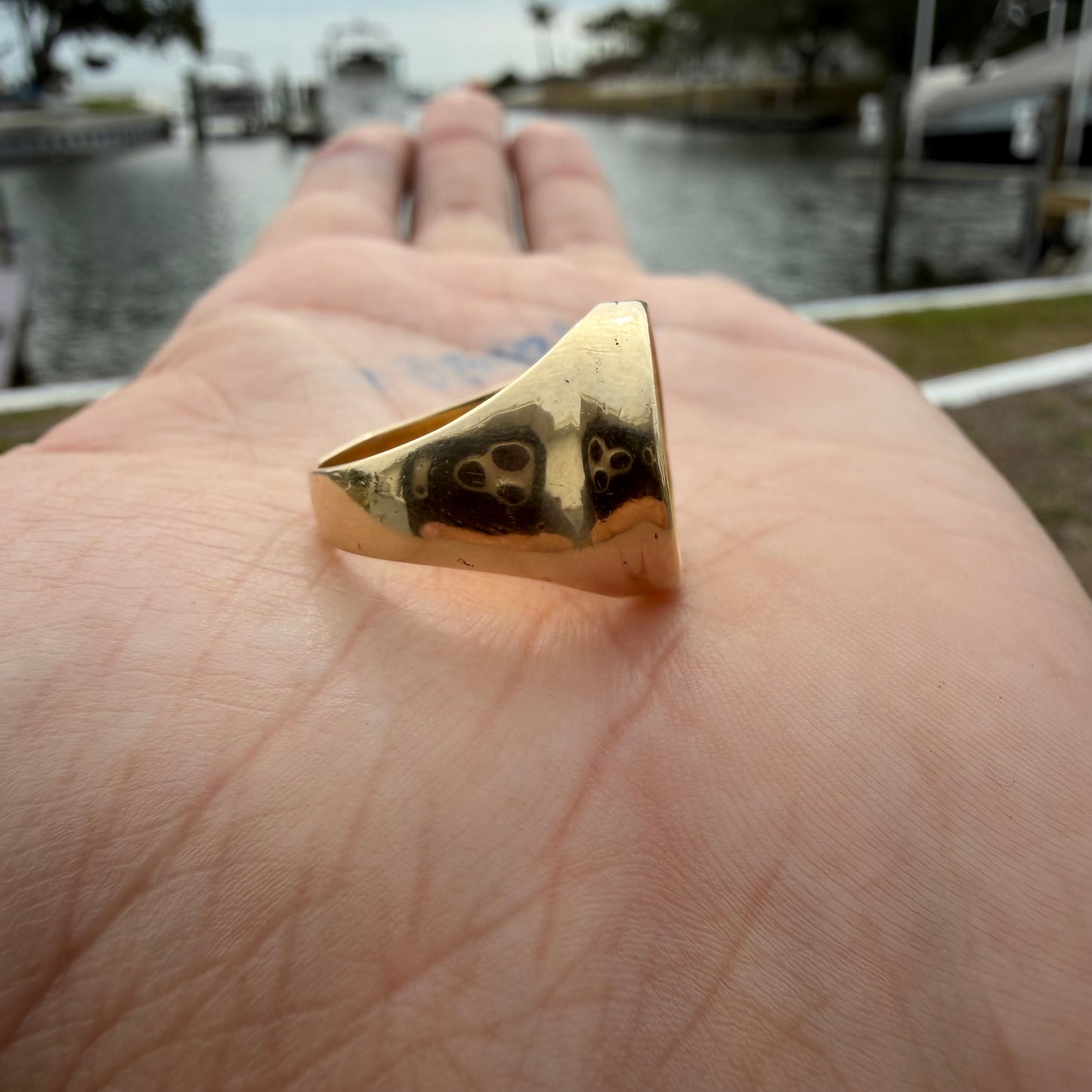 Mid-Century Solid 14k Yellow Gold Mexican $2.5 Peso Gold Coin Ring (6)