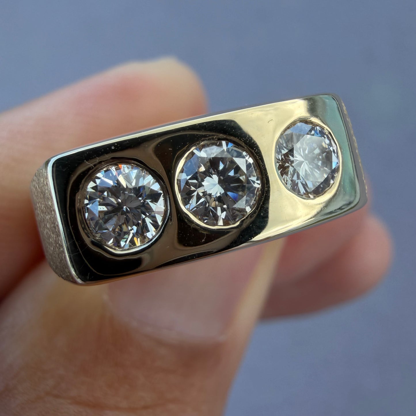 Vintage Solid 14k Yellow Gold .75ctw Natural Diamond Trilogy Ring (10.5)
