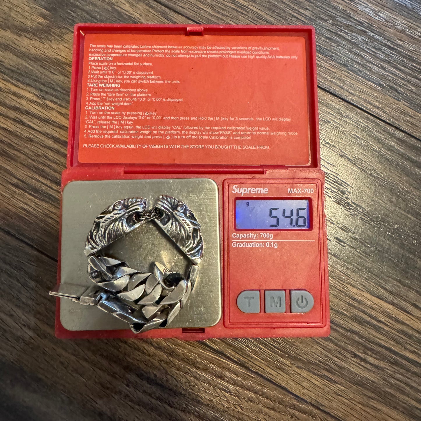 Gucci Solid Sterling/.925 Double Tiger Cuban Link Bracelet (Size:16/6.75”)