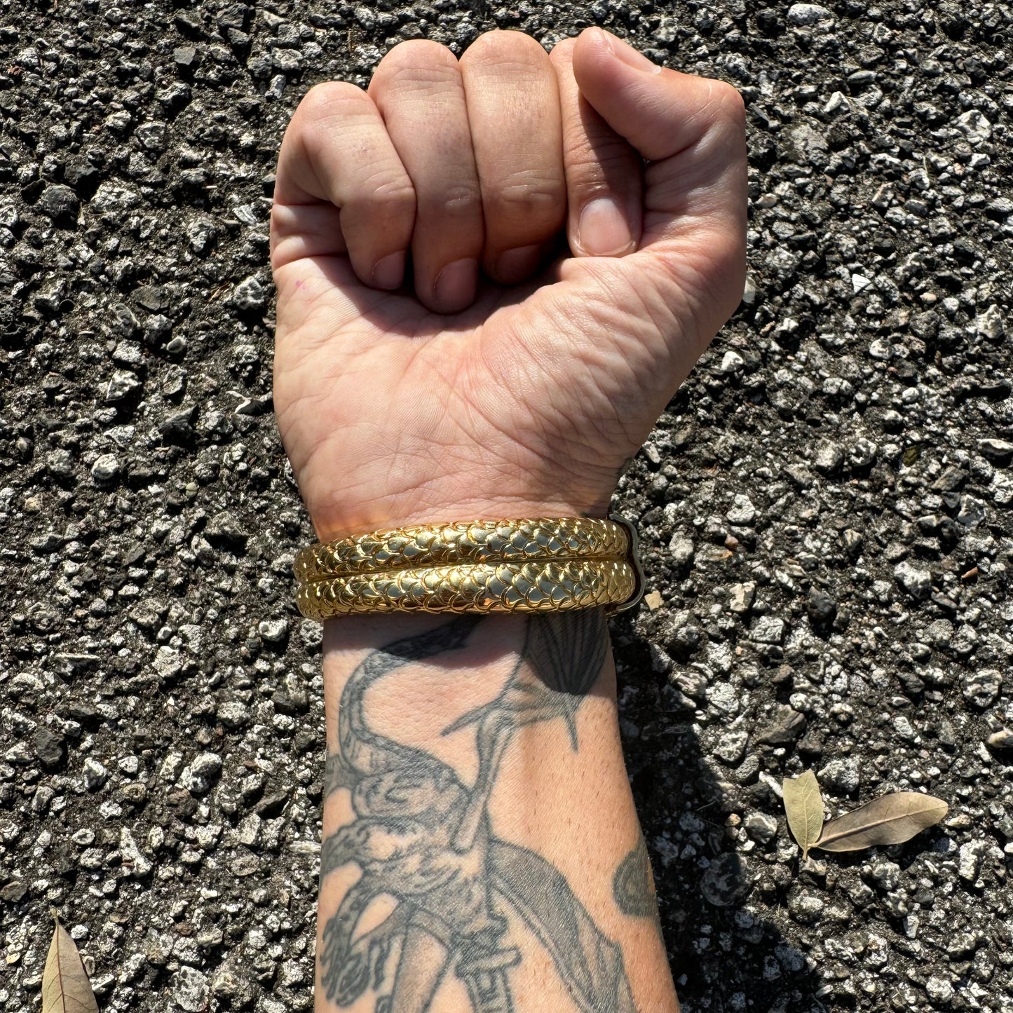 Vintage 14k Yellow Italian Gold Large Menacing Snake Bracelet (7”-8”)