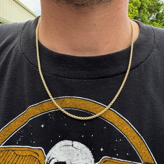 Brand New 14k Italian Yellow Gold Rounded Box Link Necklace (20”)