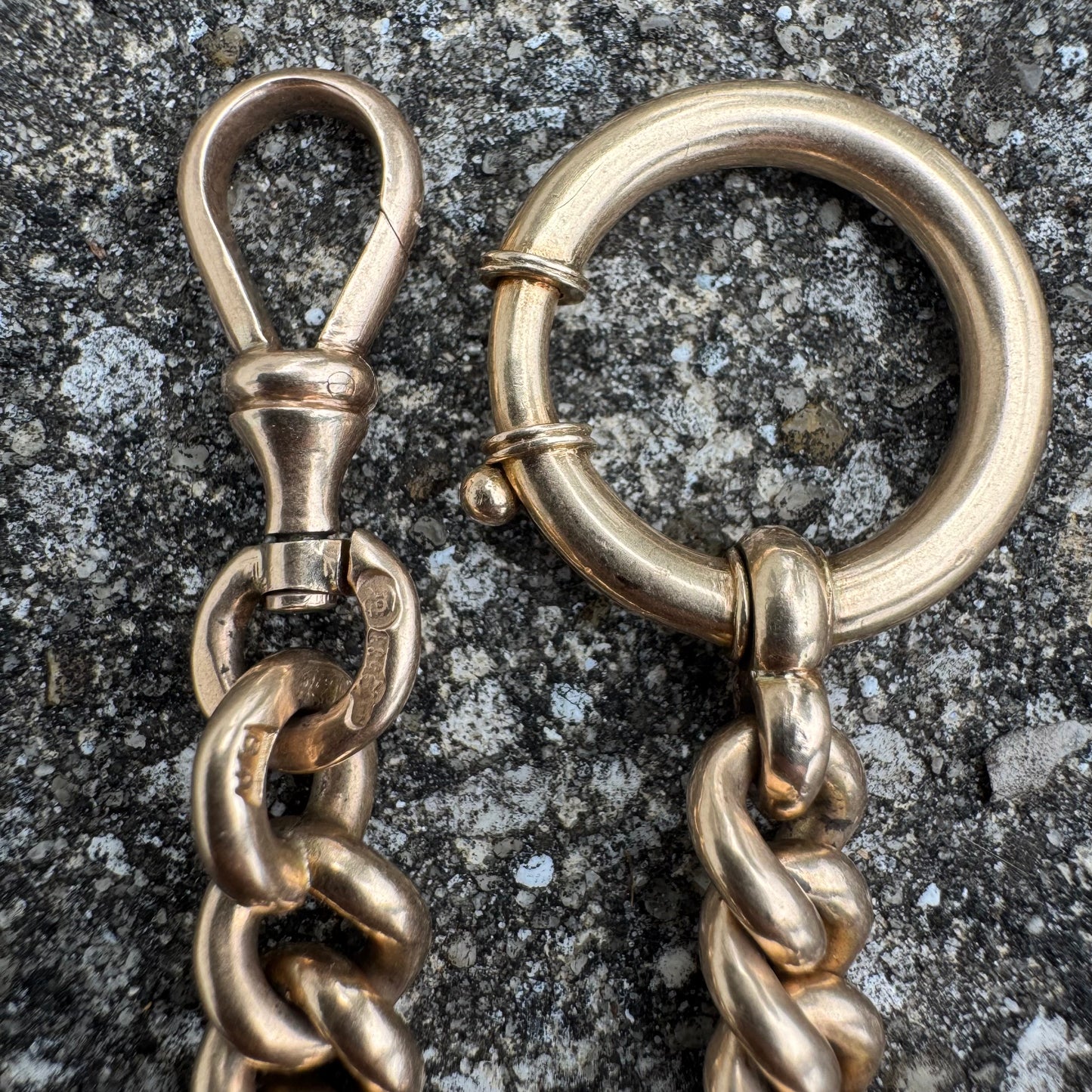 Antique Russian Hallmarked Solid 14k Gold Heavyweight Watch Chain (13.25”)