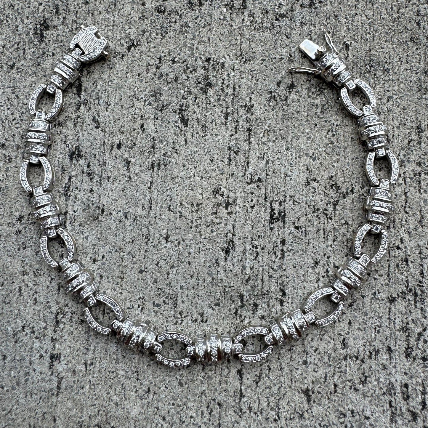 Vintage Solid 18k White Gold Handset 2.53CTW Natural Diamond Flooded Bracelet (7.35”)