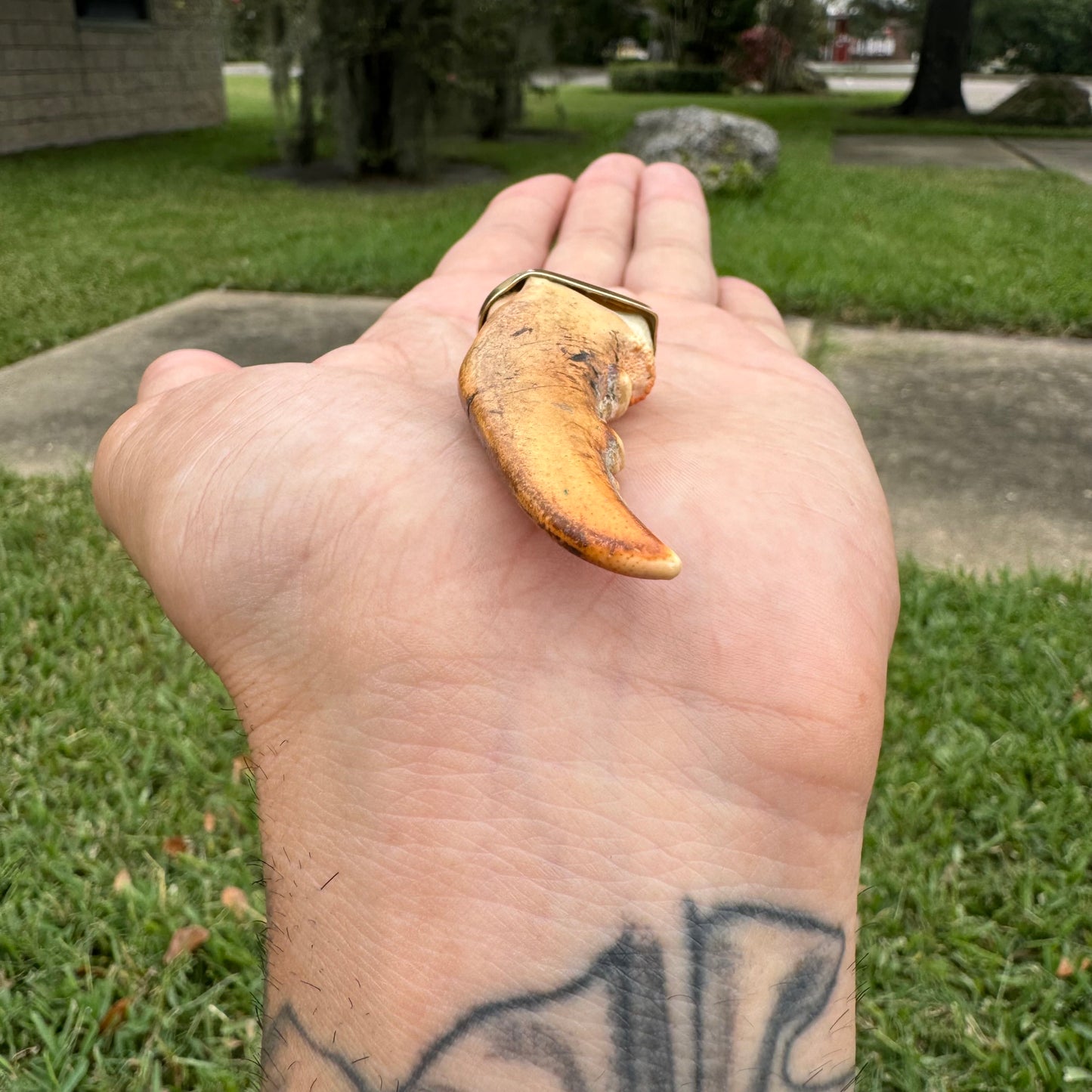 Old 18k Yellow Gold Custom One Of A Kind Handmade Lobster Claw Pendant