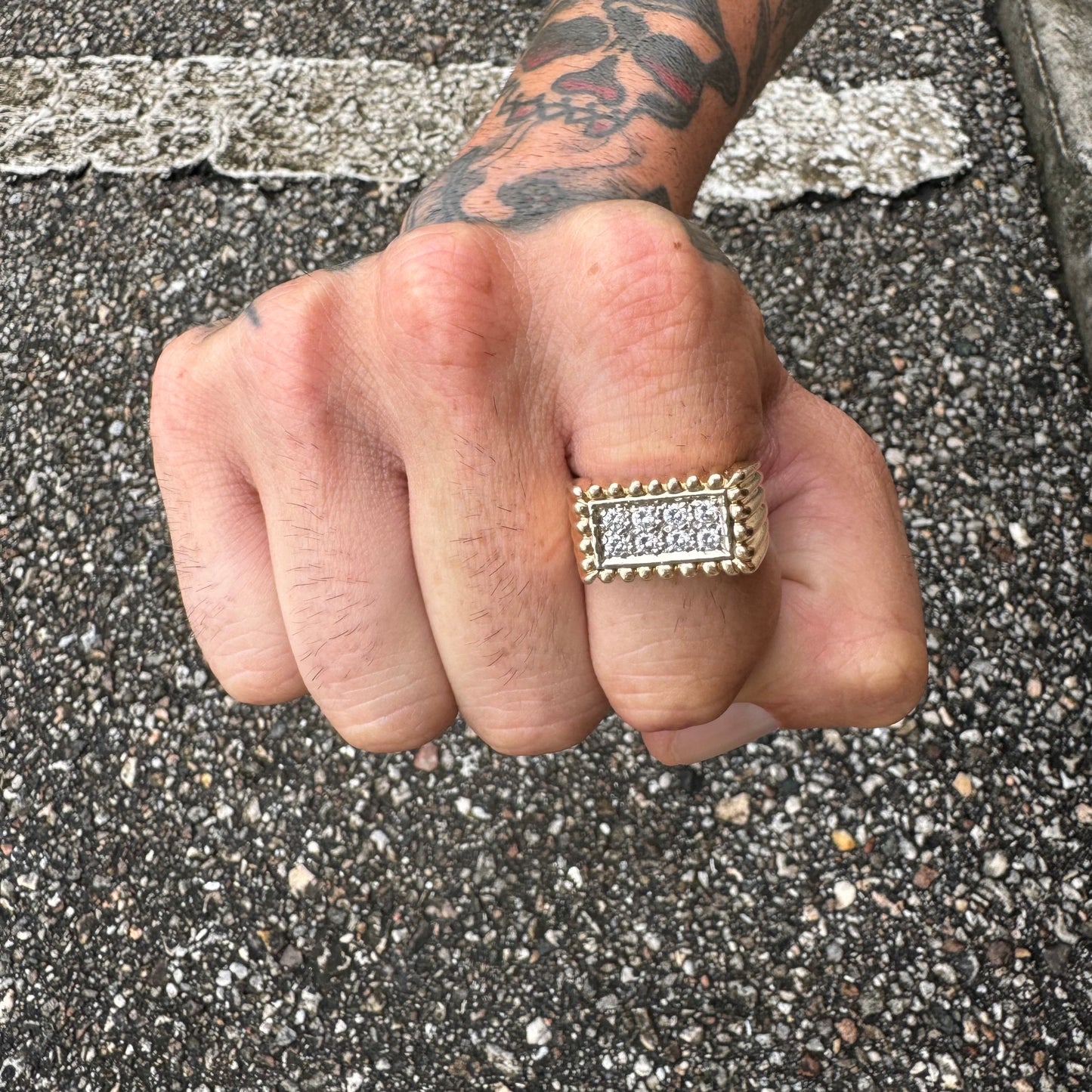 1960’s/70’s Solid 14k Yellow Gold .32CTW Natural VS Diamond Cluster Rectangular Tartelette Ring (9)
