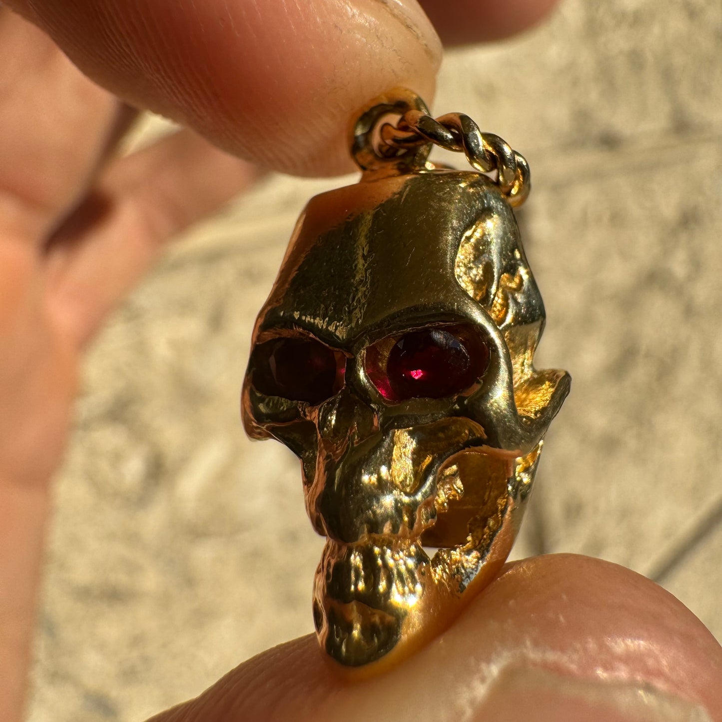 Custom 18k Yellow Gold Reaper Deaths Head Skull Pendant