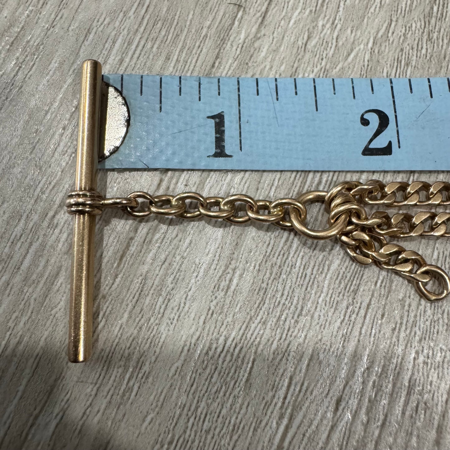 Antique Solid 14k Yellow Gold Double Albert Curb Link Watch Chain Necklace (20.5”)