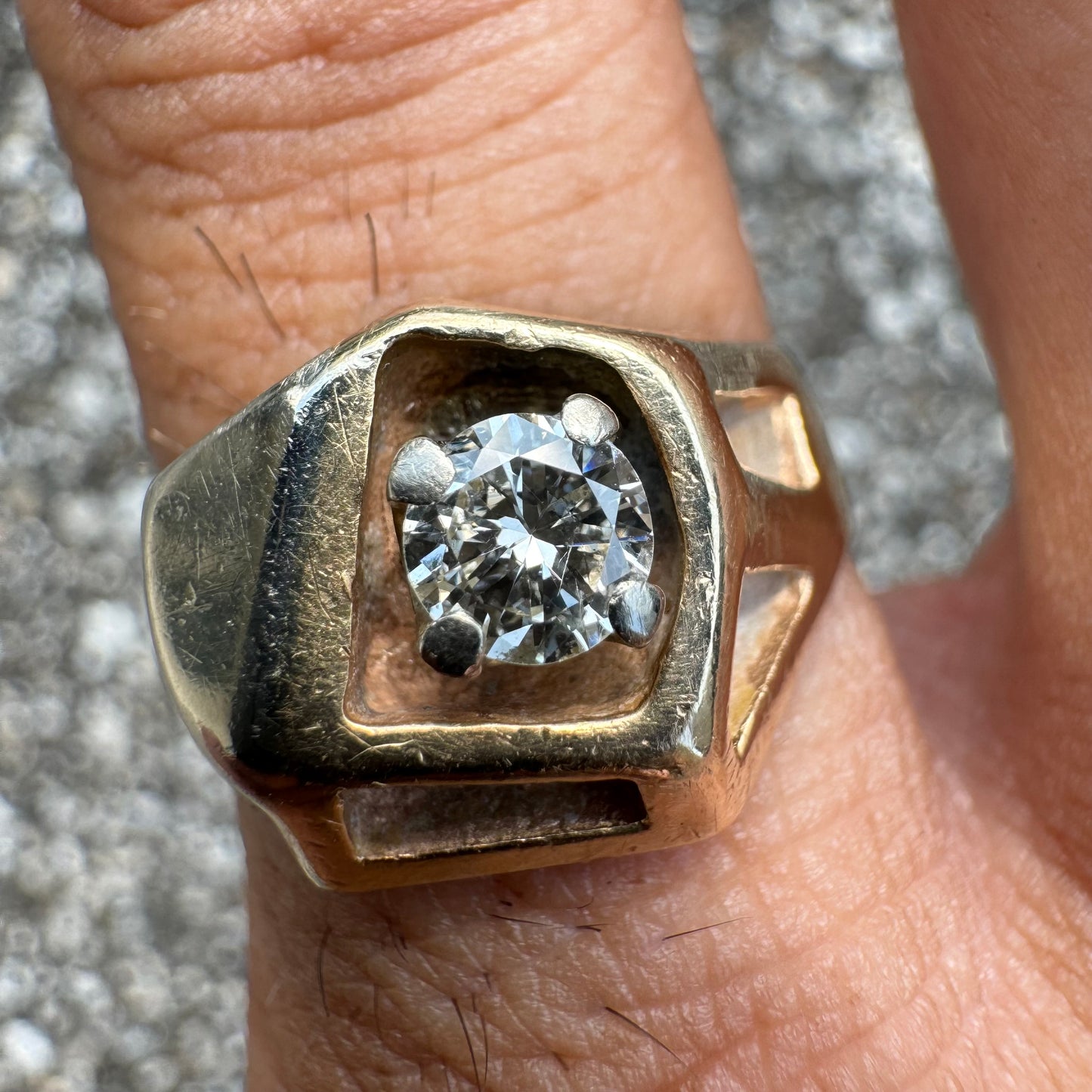 1960’s Avant-Garde 14k Gold .50ct Natural Diamond Modernist Ring (10)
