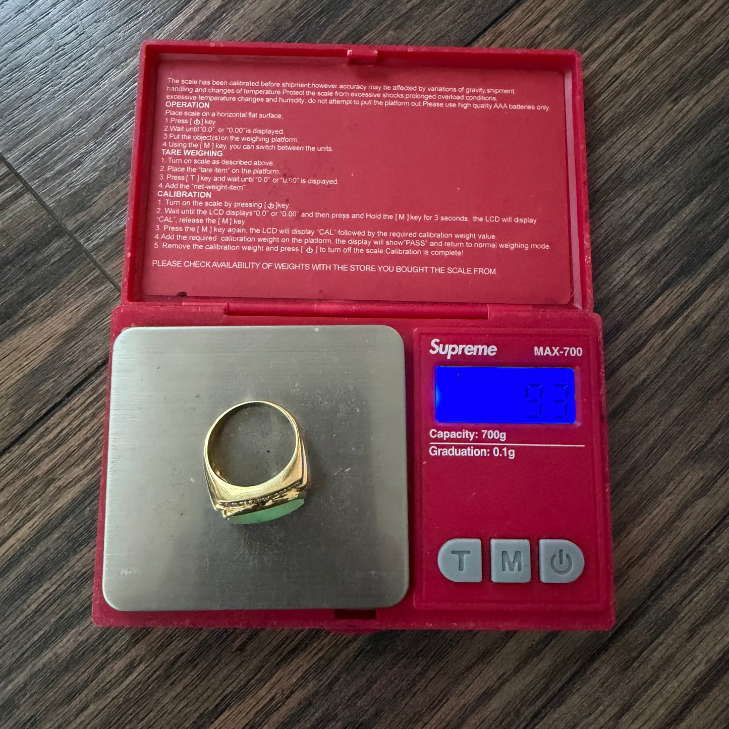 Vintage Solid 18k Yellow Gold Jade And Diamond Ring (7)