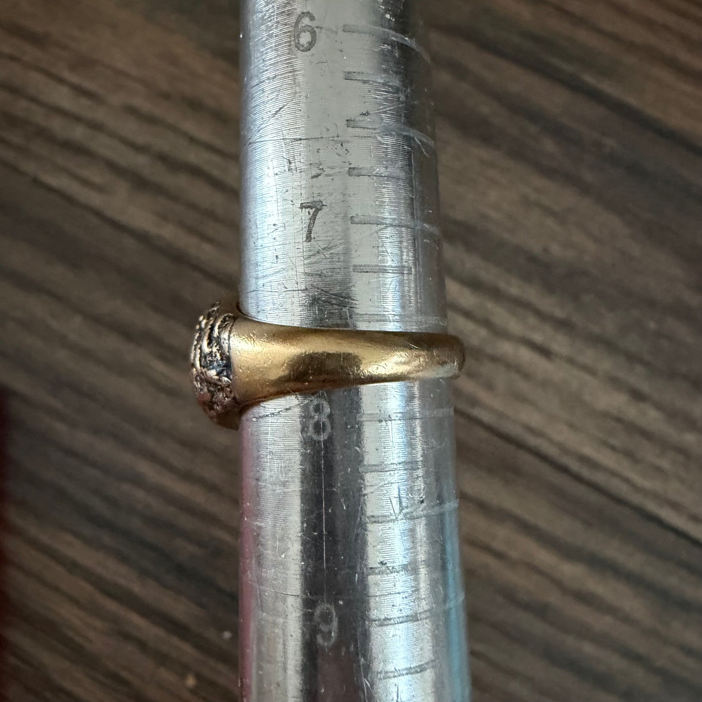 Antique Solid 14k Yellow Gold Natural Ruby Brutalist Gypsy Ring (7.75)