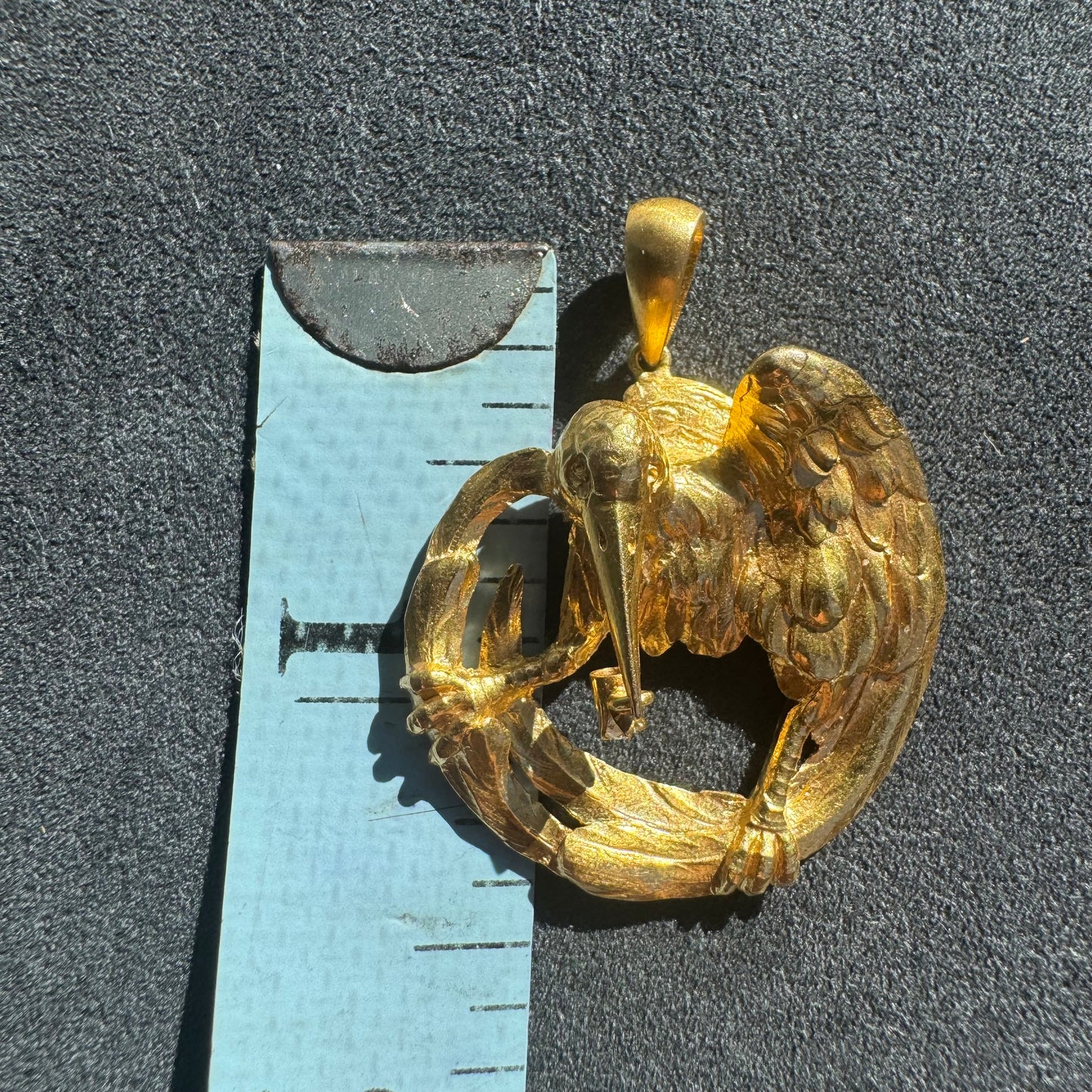 Antique Solid 19.1k Old Mine Cut Diamond Crow Pendant