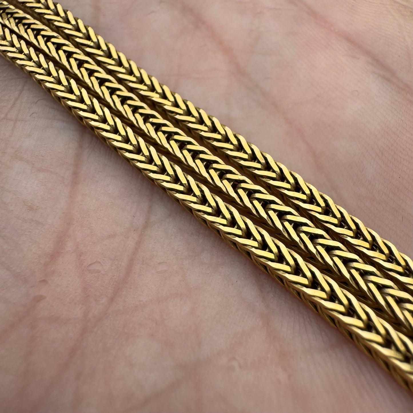 Vintage Solid 18k Yellow Gold Old School Italian Franco Link Necklace (19.5”)