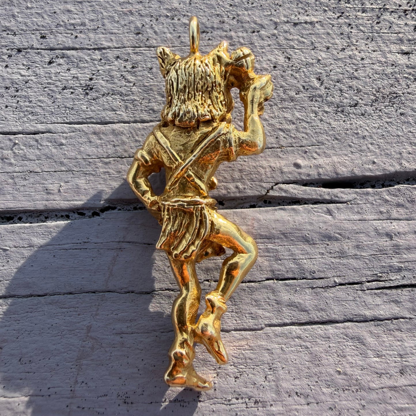 Vintage Solid 18k Yellow Gold Native American Wolf Kachina Pendant