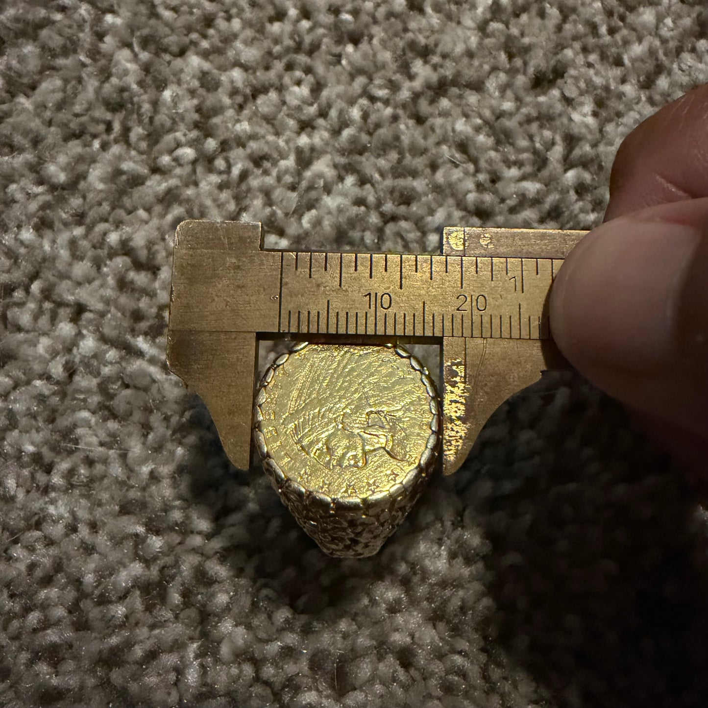 1909 Indian Head $2.50 Gold Coin 14k Yellow Gold Nugget Ring (11.5)
