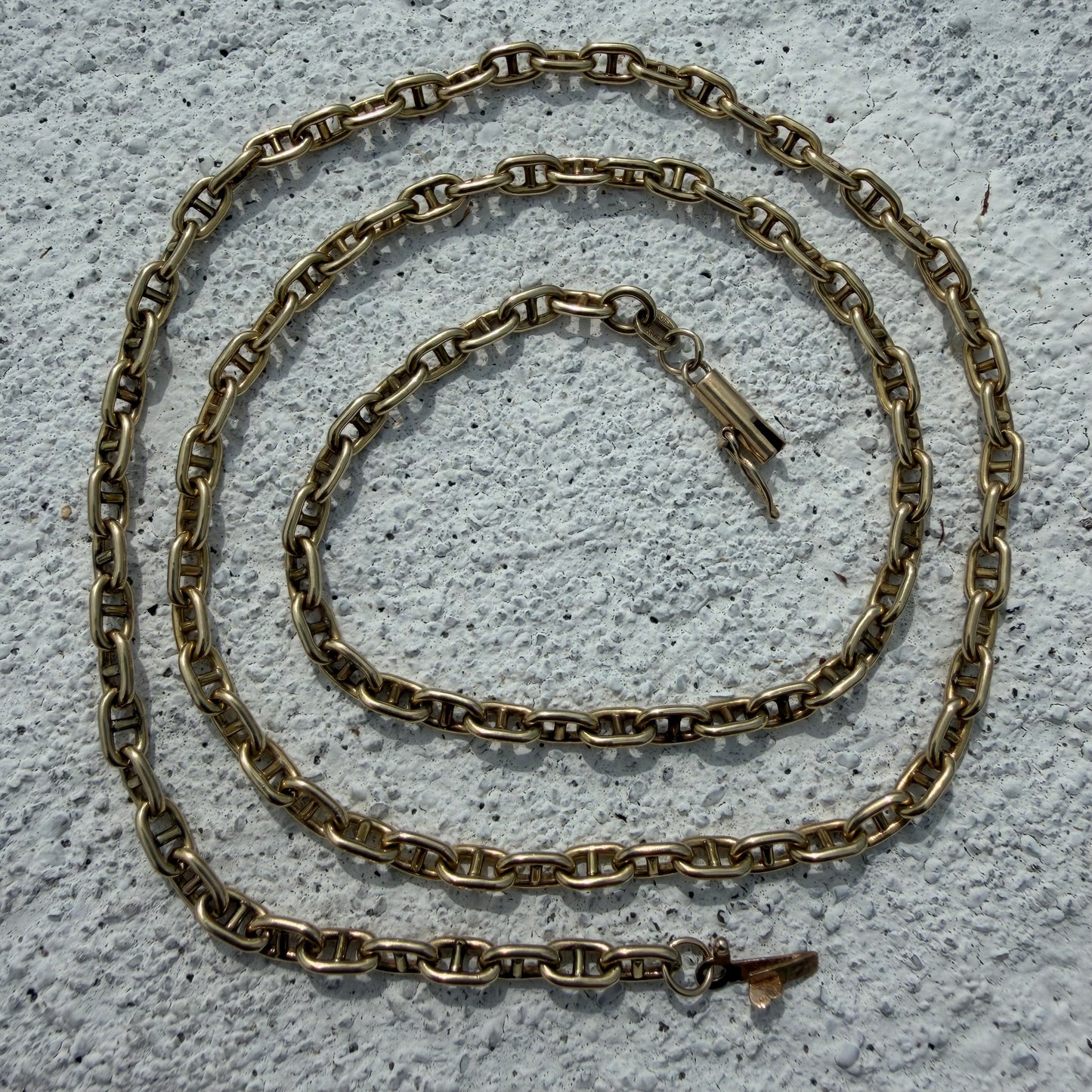 Vintage Balestra Solid 14k Yellow Italian Gold Classic Chaine D’ Ancre Mariner Link Necklace (21”)