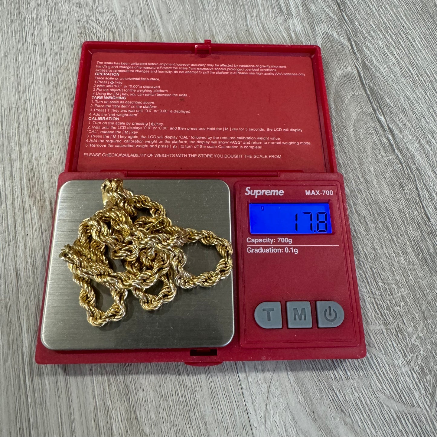 Vintage Italian 18k Yellow Gold Classic Braided Rope Chain Necklace (20”)