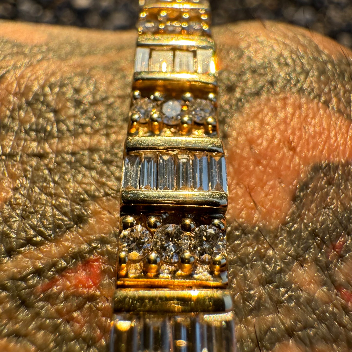 Vintage 5.0CTW Natural Diamond Custom Made 14k Yellow Gold Bracelet (6.75”)