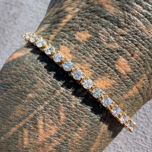 Vintage Solid 14k Yellow Gold 6.0ctw Natural Diamond Martini Set Tennis Bracelet (7”)