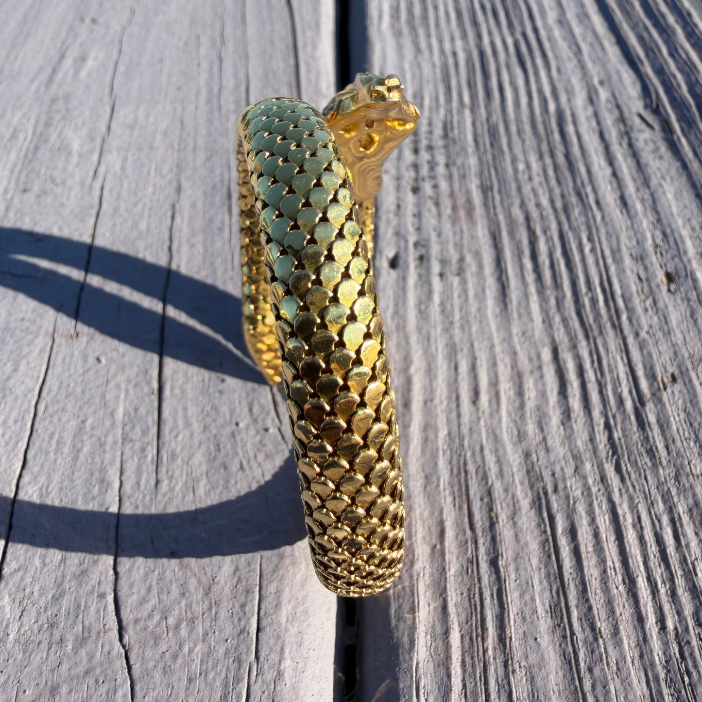Circa 1940’s Italian Designer 18k Yellow Gold Flexible Mesh Heavyweight Snake Bracelet (6”-7.75”)
