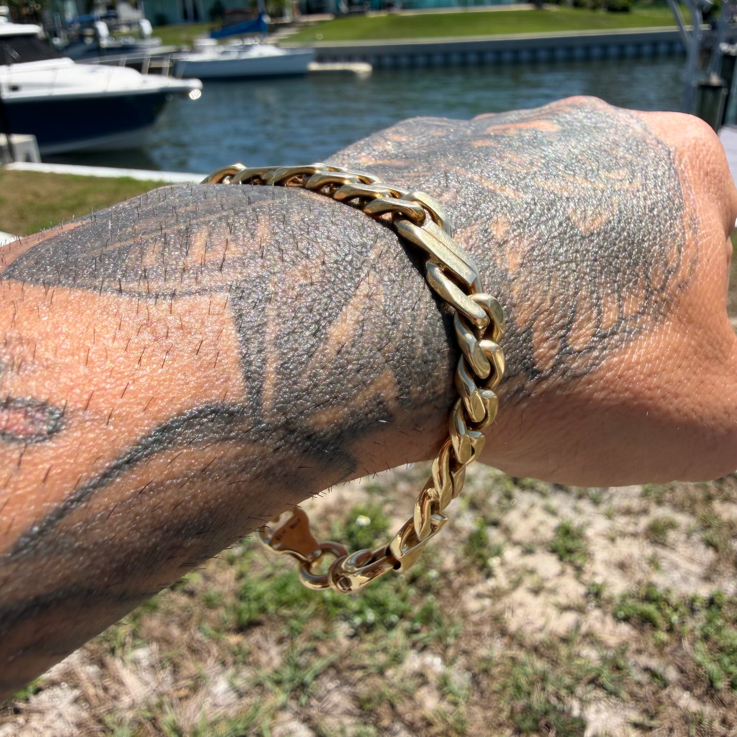 Vintage Solid 14k Yellow Italian Gold Super Heavyweight Tony Soprano Link Bracelet (8”)