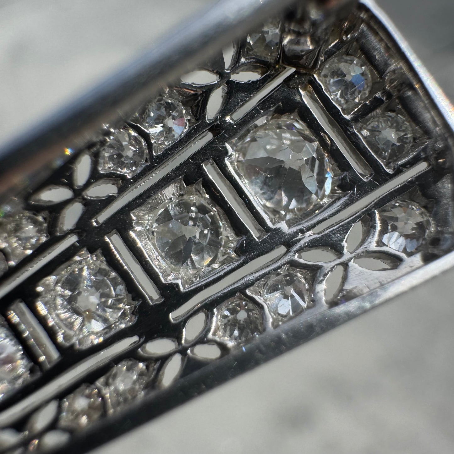 Victorian Solid Platinum 4.25ctw Natural Old Mine Cut Diamond Brooch