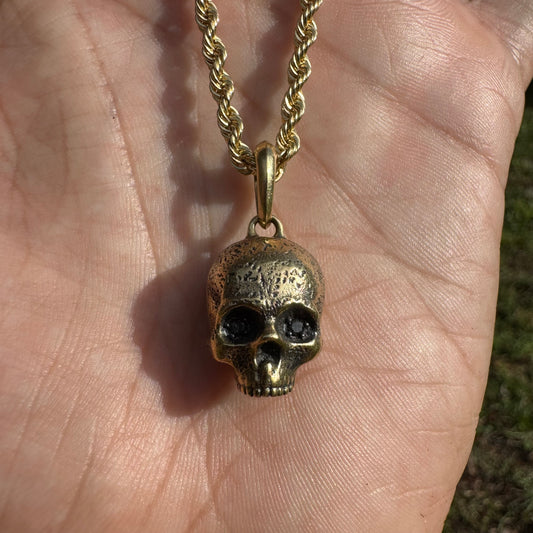 David Yurman Solid 18k Yellow Gold Memento Mori Skull Amulet Pendant