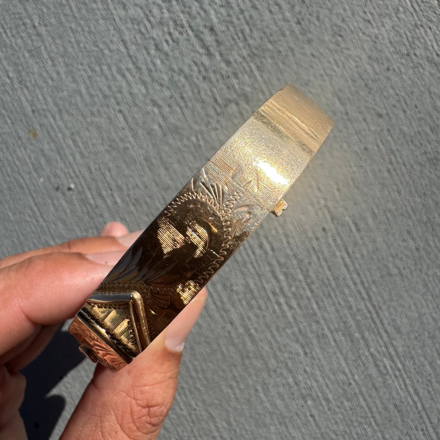 1921 Kaden Bros. 14k Yellow Gold Belt Buckle Bangle Bracelet (7.5”)