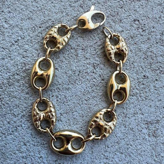 18k Yellow Gold Chunky Puffed Gucci Link Bracelet (7”)