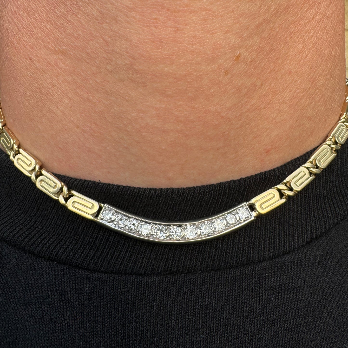 Vintage Custom Made 2.75ctw Natural Diamond 14k Gold Heavyweight Snail Link Necklace (15.75”)