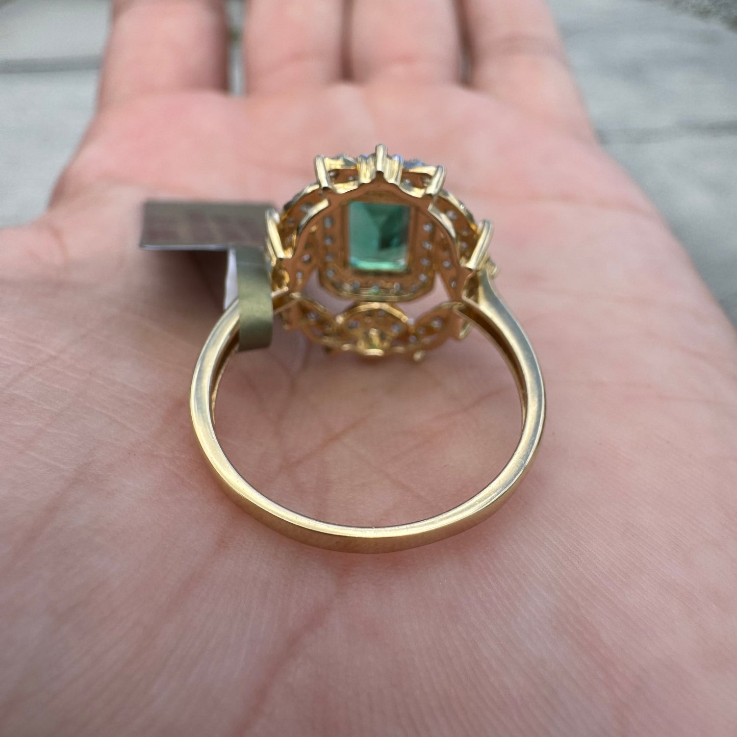 Brand New 14k Yellow Gold 1.62ct Natural Columbian Emerald .76ctw Natural VS White Diamond Ring (8)