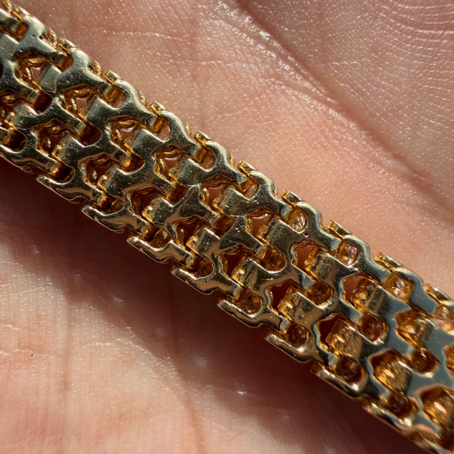Vintage Solid 14k Yellow Gold 8.85ctw Natural Diamond 3 Row Tennis Bracelet (7.5”)