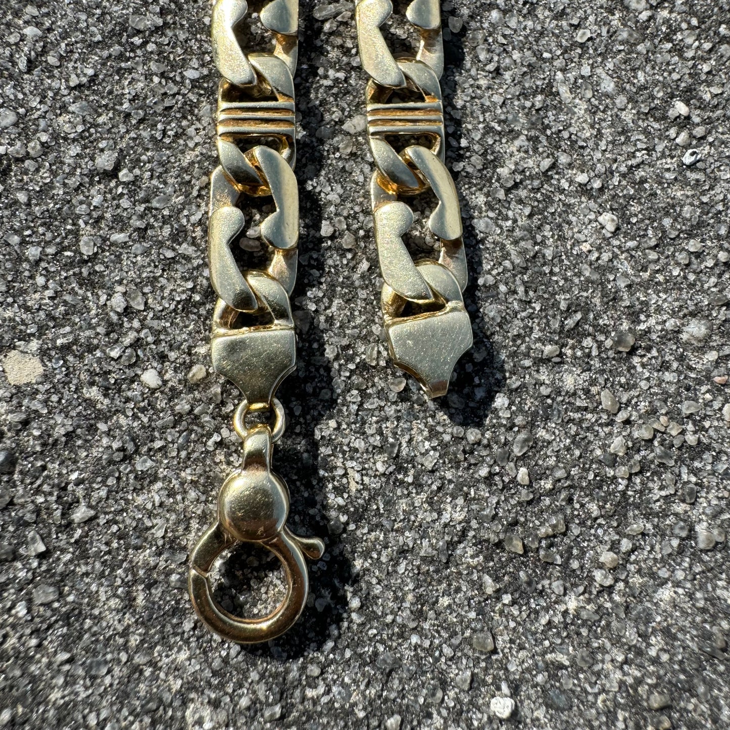 Vintage Solid 14k Yellow Gold Heavyweight Razorblade Mariner Link Necklace (20”)