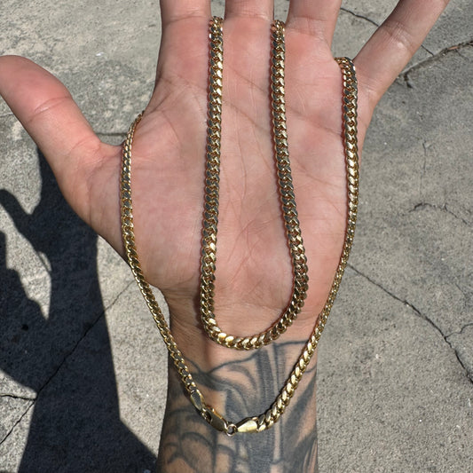 Vintage Solid 14k Yellow Gold Heavyweight Miami Cuban Link Necklace (27”)