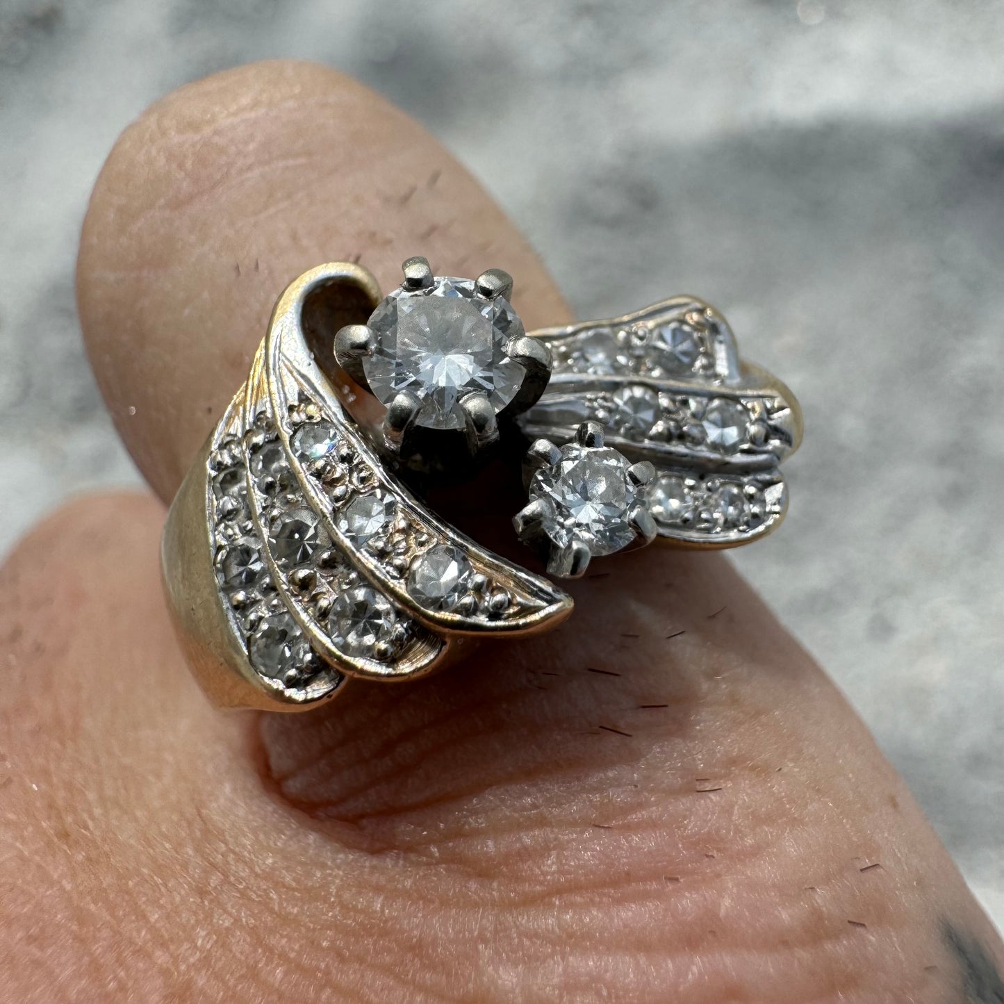 1967 14k Yellow Gold 1.25CTW Natural Diamond Flooded Hand Wrought Ring By Stuller (6.5)