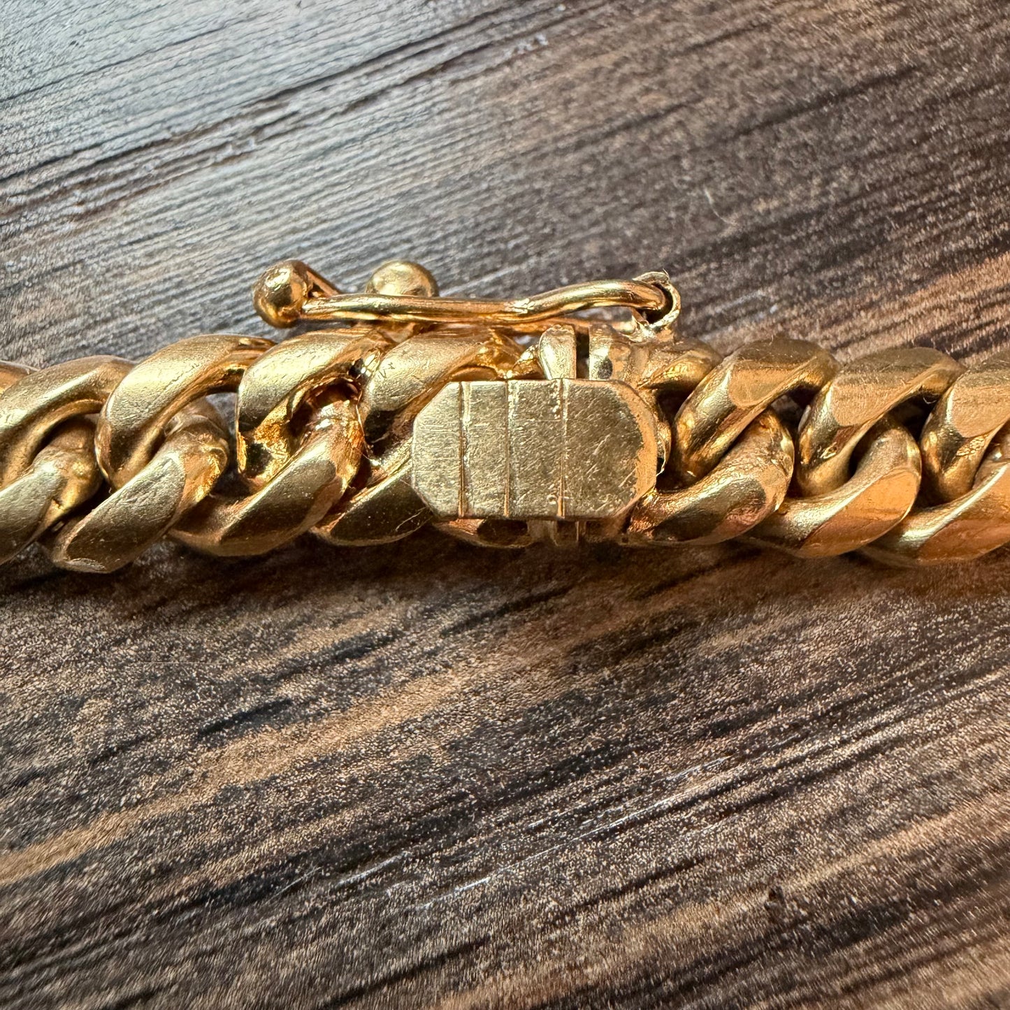 Mid-Century Solid 18k Yellow Gold Handmade Miami Cuban Link Bracelet (7.25”)