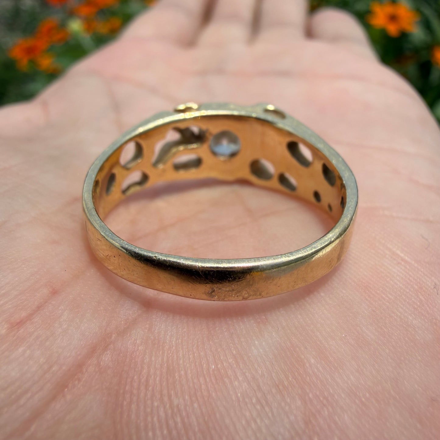 Vintage Solid 14k Yellow Gold .85ct Natural Old Euro Cut Diamond Solitaire Nugget Ring (11.5)