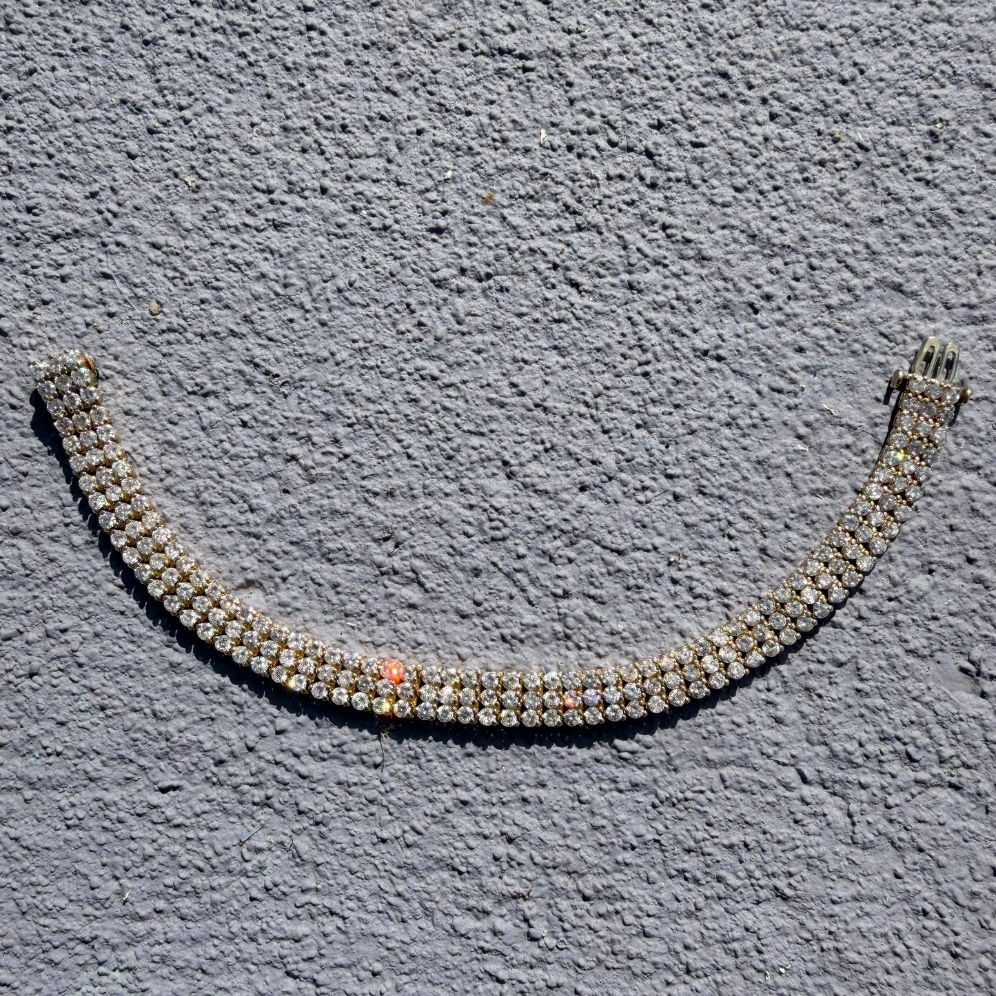 Vintage Solid 14k Yellow Gold 8.85ctw Natural Diamond 3 Row Tennis Bracelet (7.5”)