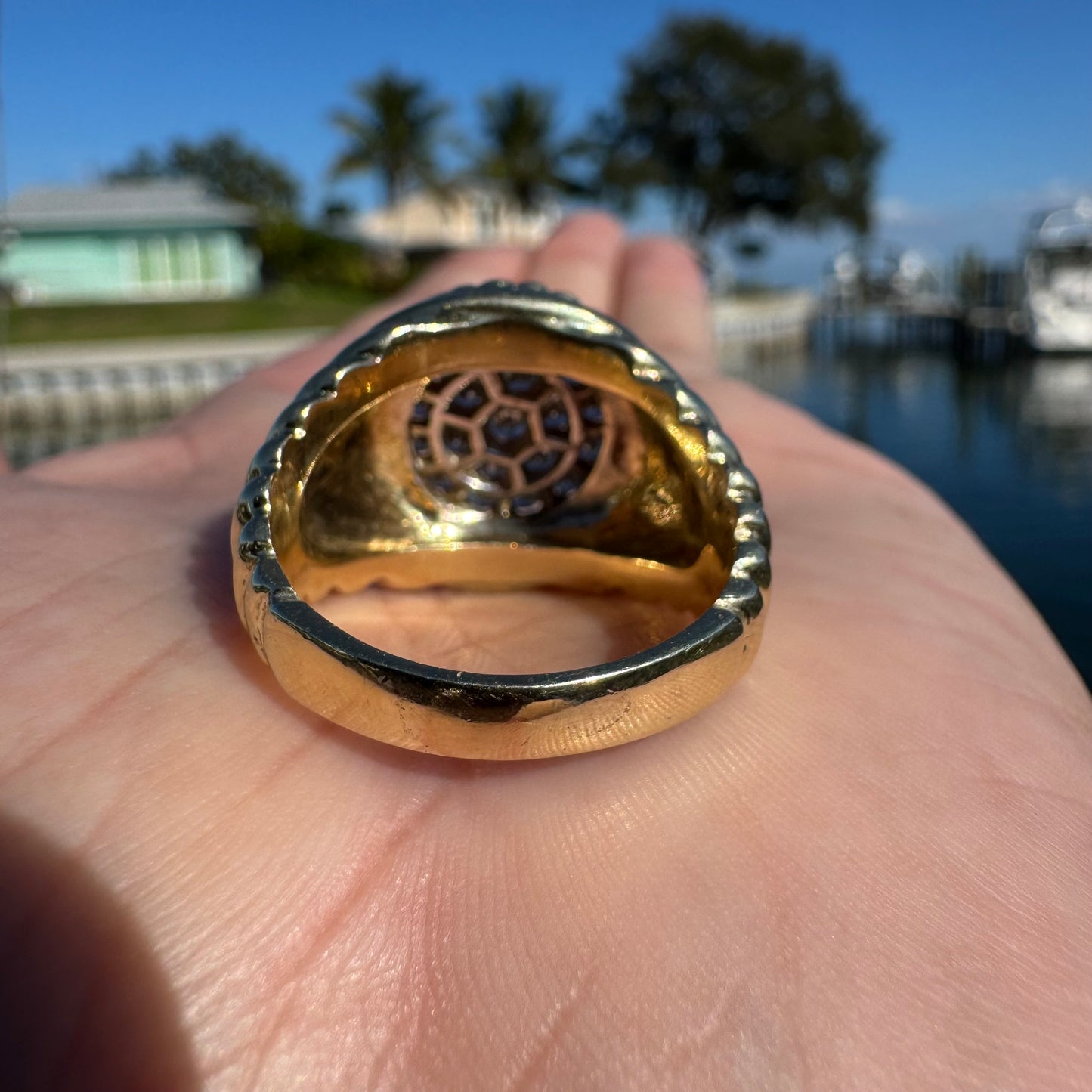 1970’s Solid 14k Yellow Gold 2.0ctw Natural VS Diamond Heavyweight Cluster Ring (12)