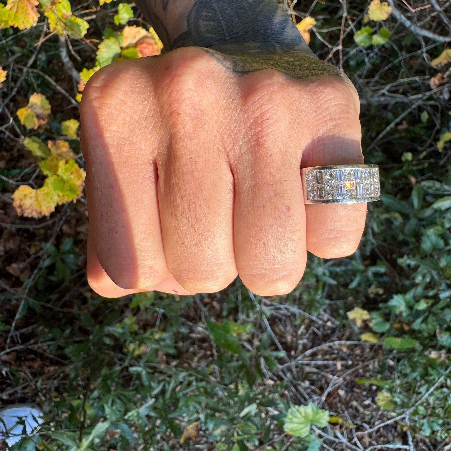 Vintage Solid 18k White Gold Invisible Set 2.5ctw VS Natural Diamond Ring (7)