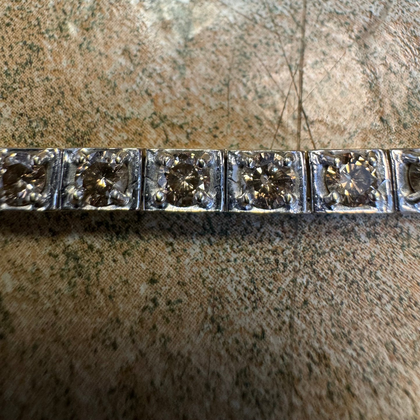 Vintage 5.0ctw Natural Champagne Diamond 14k Gold Tennis Bracelet (7.15”)