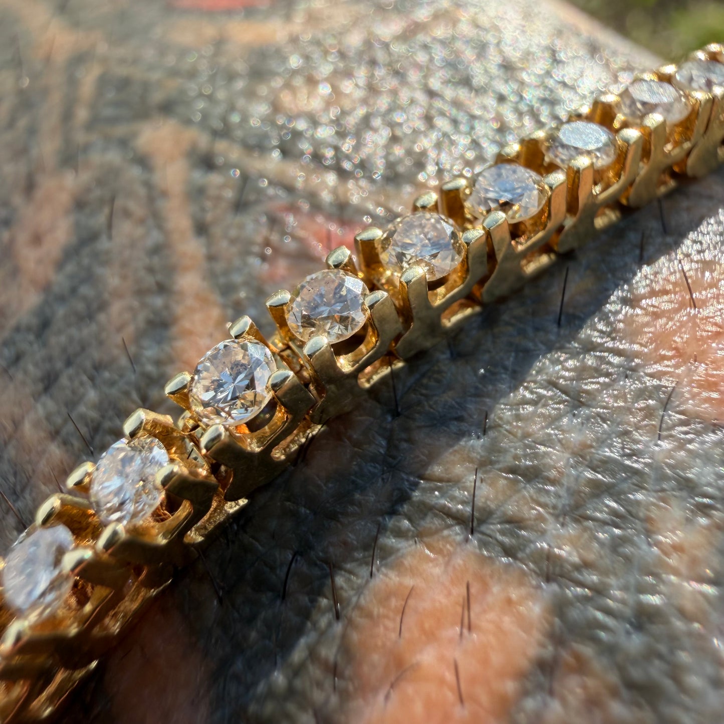Vintage Solid 14k Yellow Gold 3.5Ctw Natural Diamond Classic Line Style Tennis Bracelet And Rolex Datejust 16013