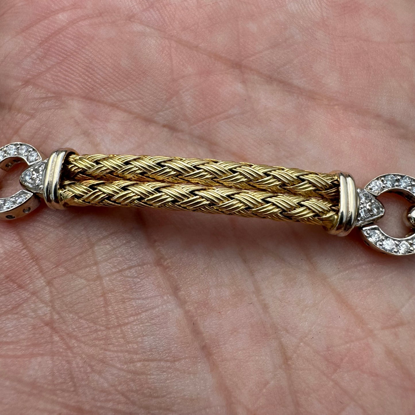 High End 14k Gold 1.4CTW Natural VS Diamond Mesh Link Bracelet By Daniel W. (7.5”)