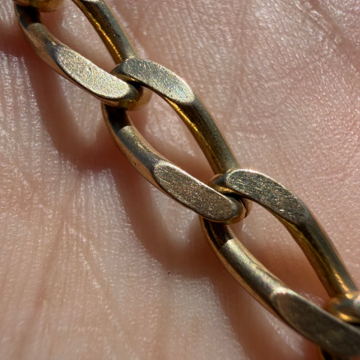 Vintage Solid 14k Yellow Gold Elongated Curb Link Necklace (20.5”)