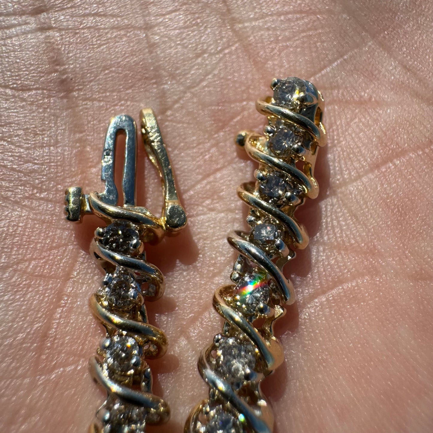 Vintage 14k Two-Tone 2.0CTW Natural Diamond S-Link Tennis Bracelet (7”)