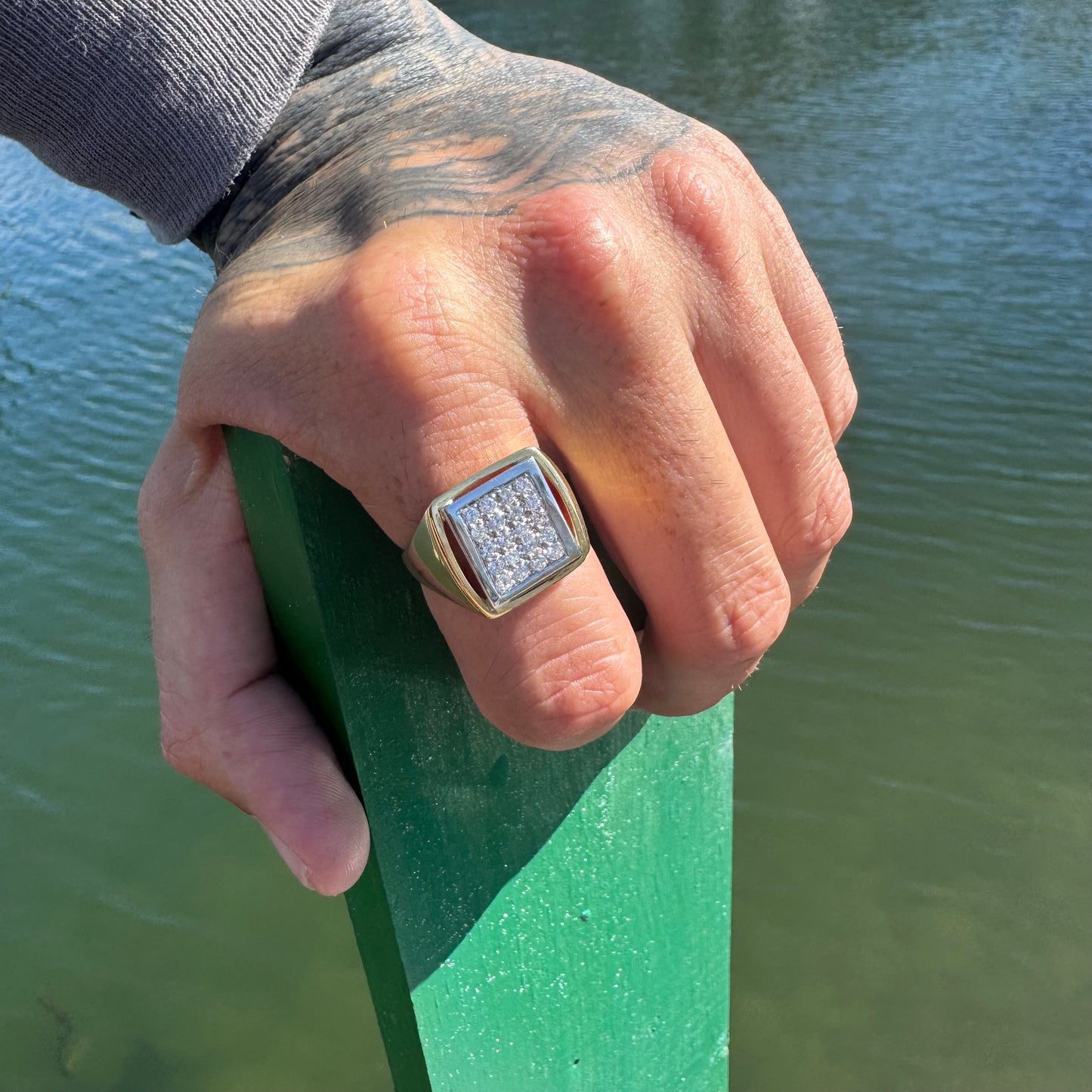 Vintage Solid 18k Gold 1.0ctw Natural VS Diamond Signet Ring (9.75)