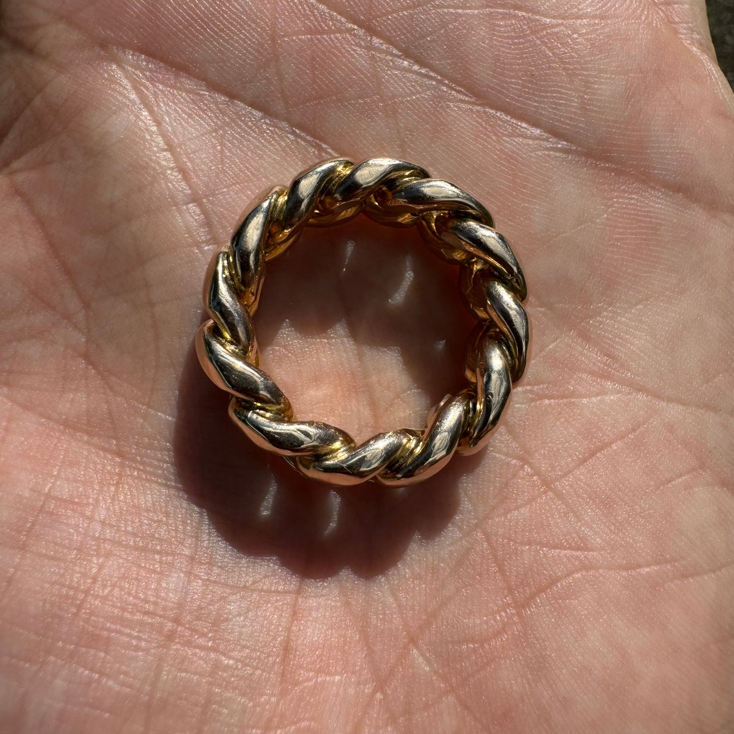 Immaculate Custom Solid 10k Yellow Gold Heavyweight Chunky Miami Cuban Link Ring (8.25)
