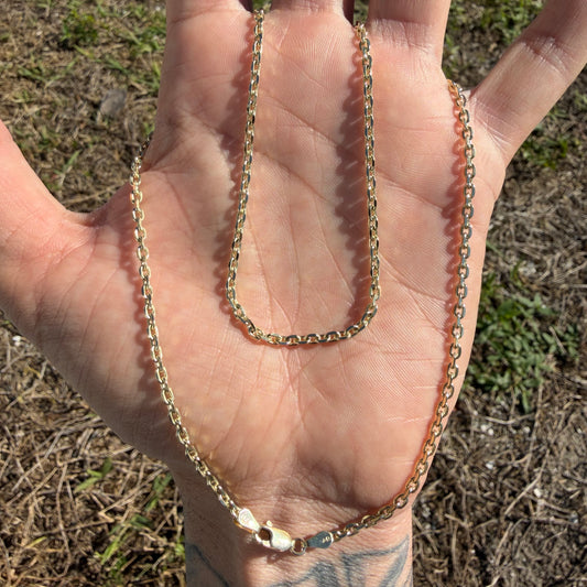 Brand New Solid 14k Yellow Gold “Biker Chain” Anchor Link Necklace (20”)