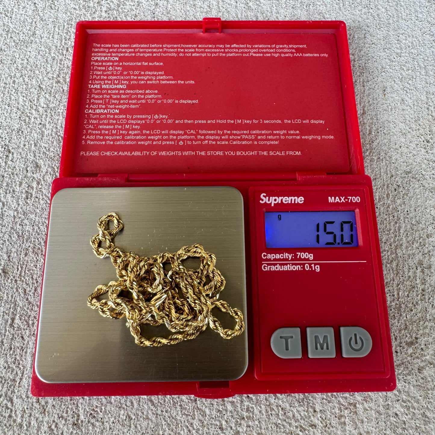 1980’s/90’s Solid 14k Diamondcut Yellow Gold Rope Chain Necklace By Michael Anthony (24”)