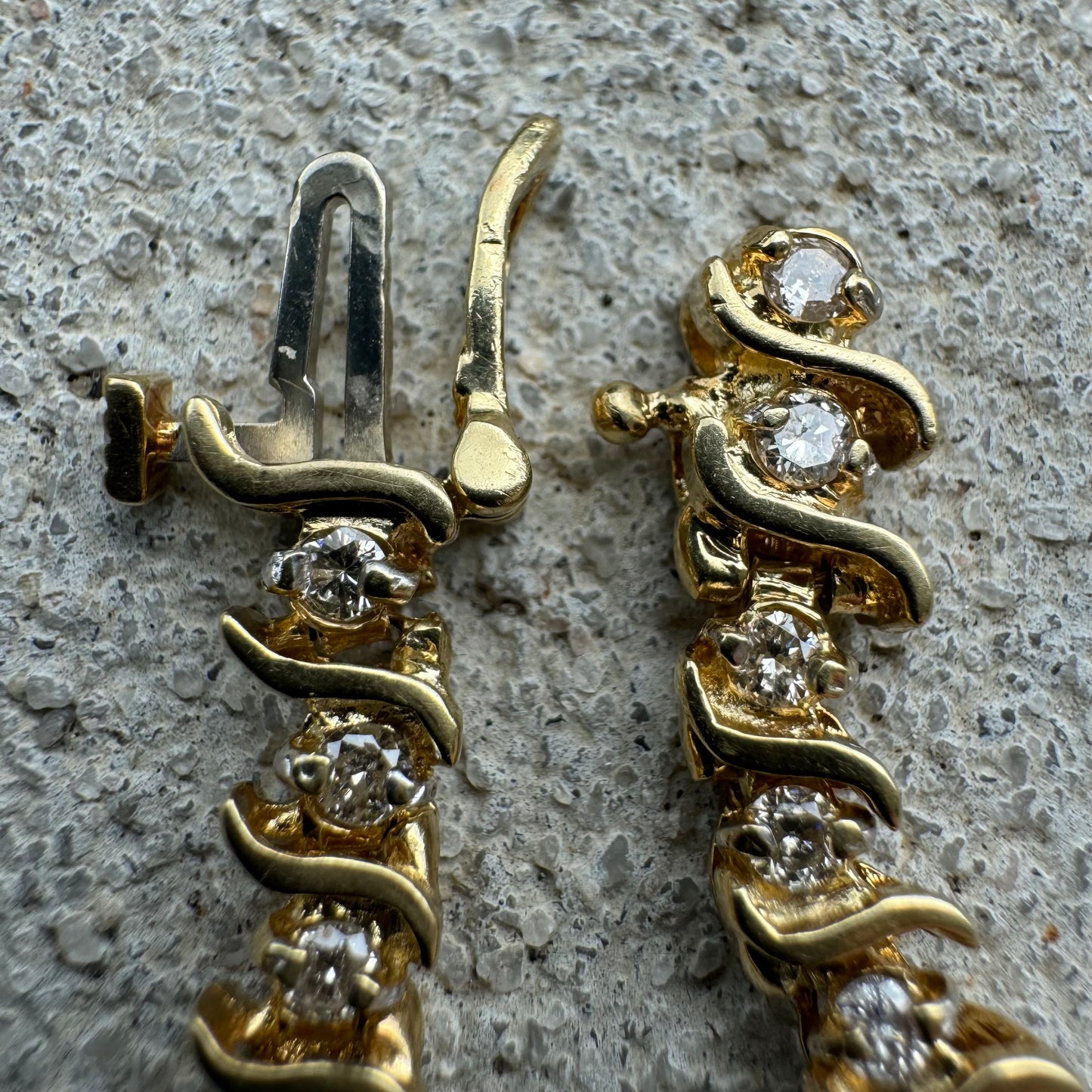 Vintage 14k Yellow Gold 2.0CTW Natural Diamond S-Link Tennis Bracelet (7.5”)
