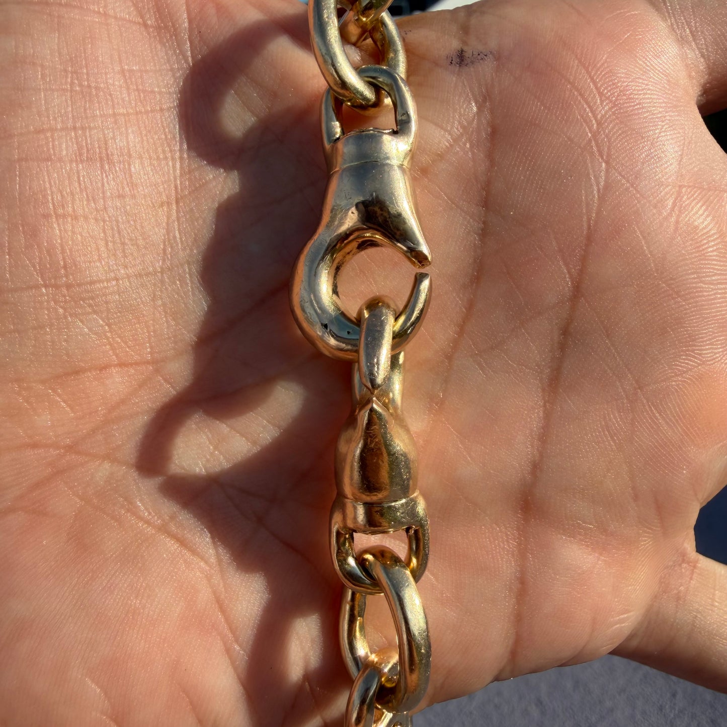 1970’s Super Heavyweight Solid 14k Yellow Gold Chunky Chaine D’ Ancre Mariner Link Bracelet (9.5”)